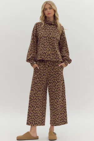Leopard High Waisted Cropped Bottoms {Camel}