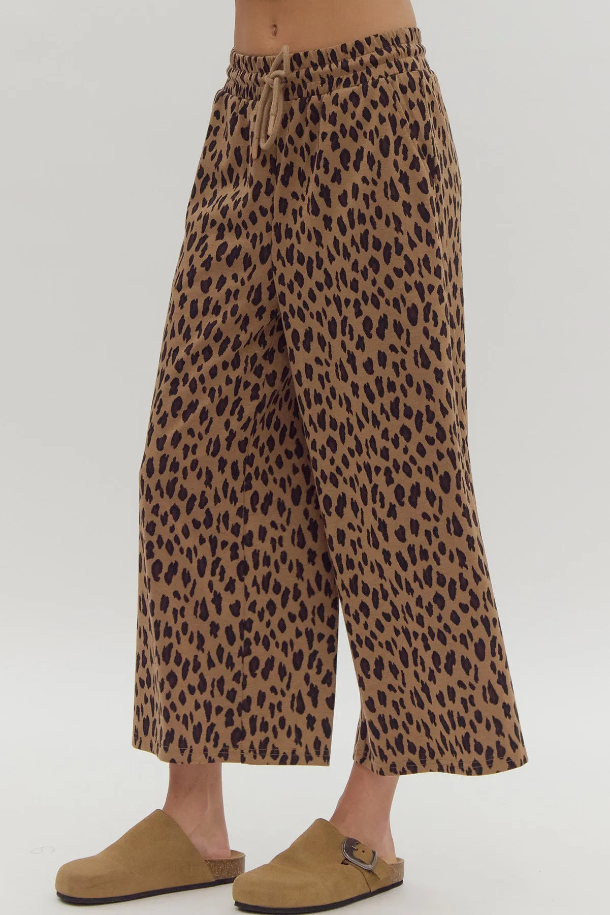 Leopard High Waisted Cropped Bottoms {Camel}