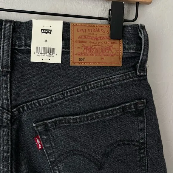 Levi’s 501 high rise premium jean shorts black 26 NWT