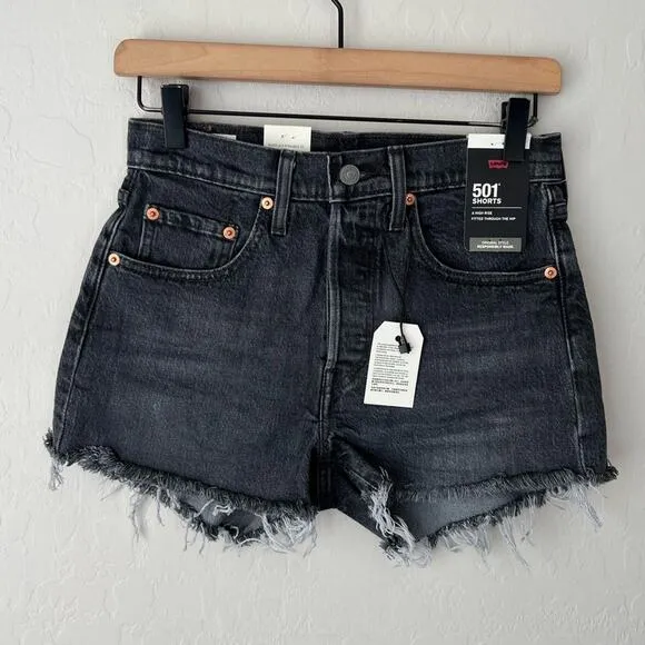 Levi’s 501 high rise premium jean shorts black 26 NWT