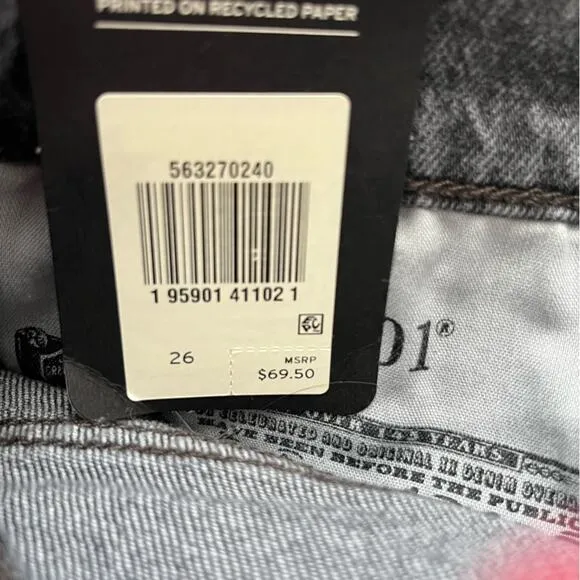 Levi’s 501 high rise premium jean shorts black 26 NWT