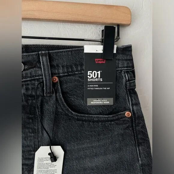 Levi’s 501 high rise premium jean shorts black 26 NWT