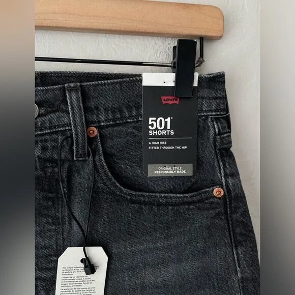 Levi’s 501 high rise premium jean shorts black 27 NWT