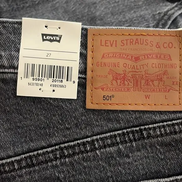 Levi’s 501 high rise premium jean shorts black 27 NWT