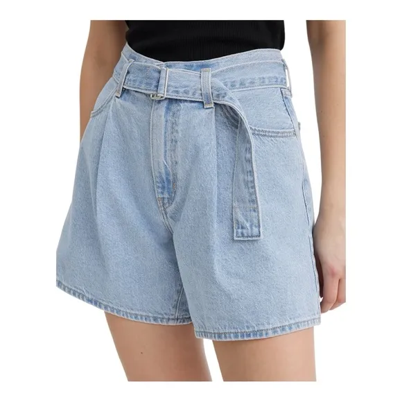 Levi’s Premium Belted Baggy Shorts W26 High Rise Loose Fit Light Wash