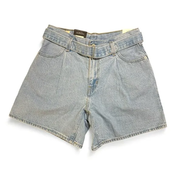 Levi’s Premium Belted Baggy Shorts W26 High Rise Loose Fit Light Wash