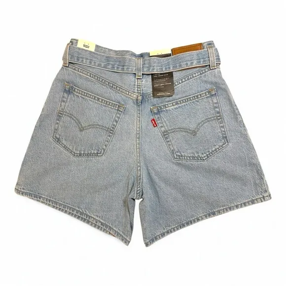 Levi’s Premium Belted Baggy Shorts W26 High Rise Loose Fit Light Wash