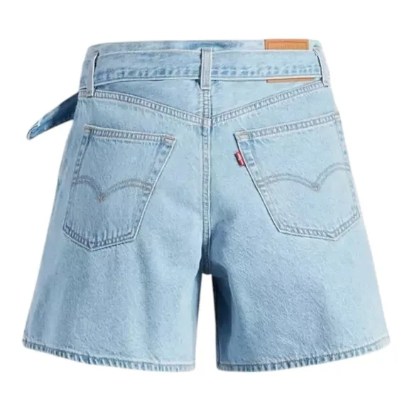Levi’s Premium Belted Baggy Shorts W26 High Rise Loose Fit Light Wash