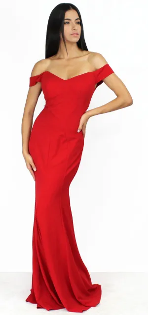 Like a Lady Red Off Shoulder Formal Gown