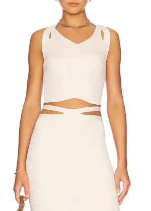 Lilianne Rib Cutout Halter (Ivory)