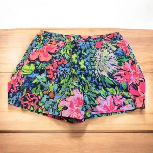 Lilly Pulitzer Green Pink Gretchen High Rise 5&quot; Shorts Beach Size 10