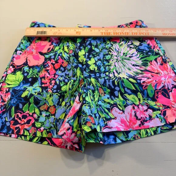 Lilly Pulitzer Green Pink Gretchen High Rise 5&quot; Shorts Beach Size 10