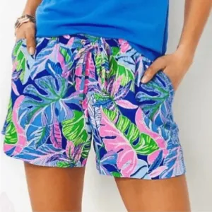 Lilly Pulitzer Katia Mid-Rise Shorts Size Small Blue Grotto Beleaf in Yourself