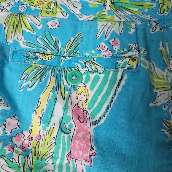Lilly Pulitzer Originals Jungle Glam Toile Womens 10 Blue Pink Callahan Shorts