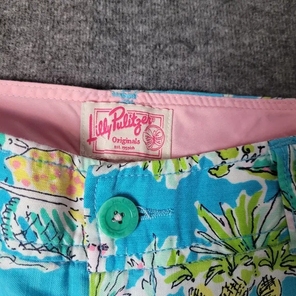 Lilly Pulitzer Originals Jungle Glam Toile Womens 10 Blue Pink Callahan Shorts
