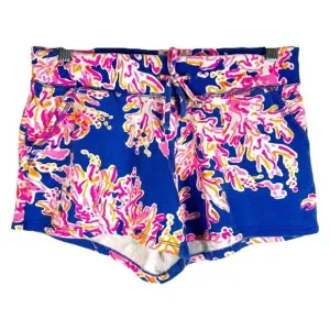 Lilly Pulitzer Small Shorts Yasmin Coral Print Blue Pink Pull On Pockets 1474
