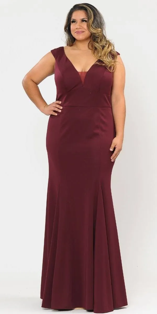 Lindas W1022 Floor Length Plus Size Jersey Spandex Dress