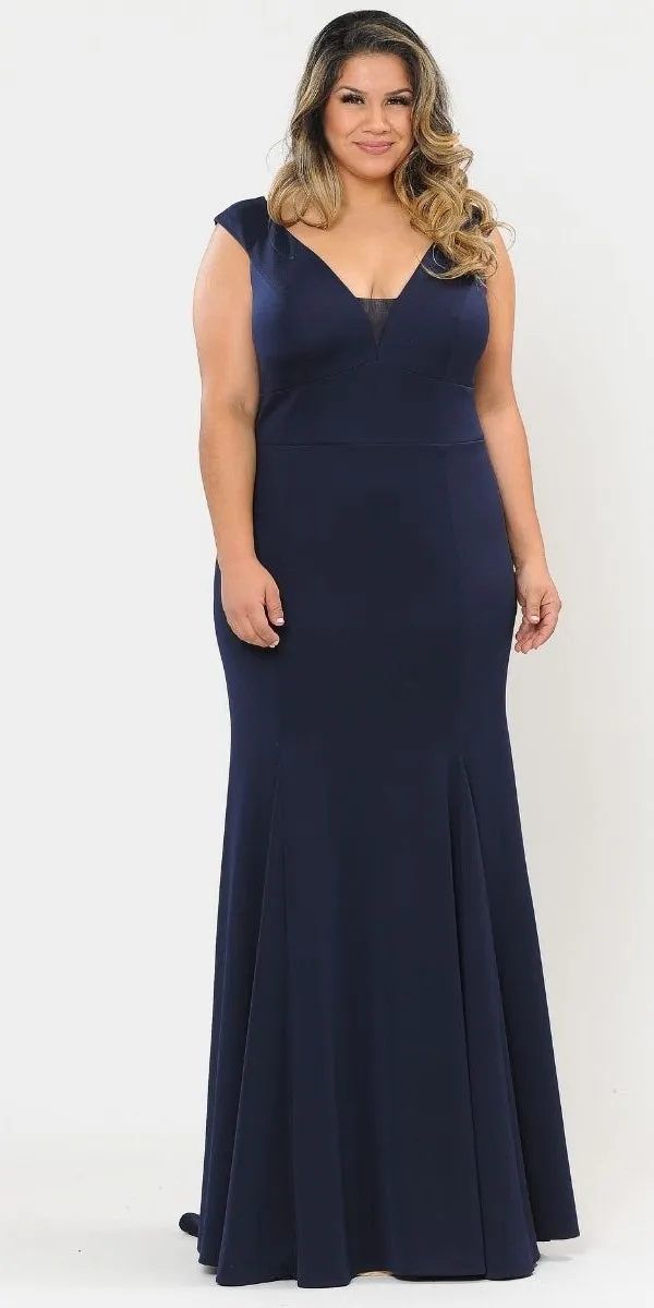 Lindas W1022 Floor Length Plus Size Jersey Spandex Dress