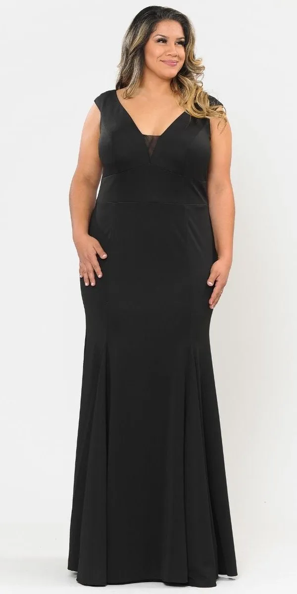 Lindas W1022 Floor Length Plus Size Jersey Spandex Dress