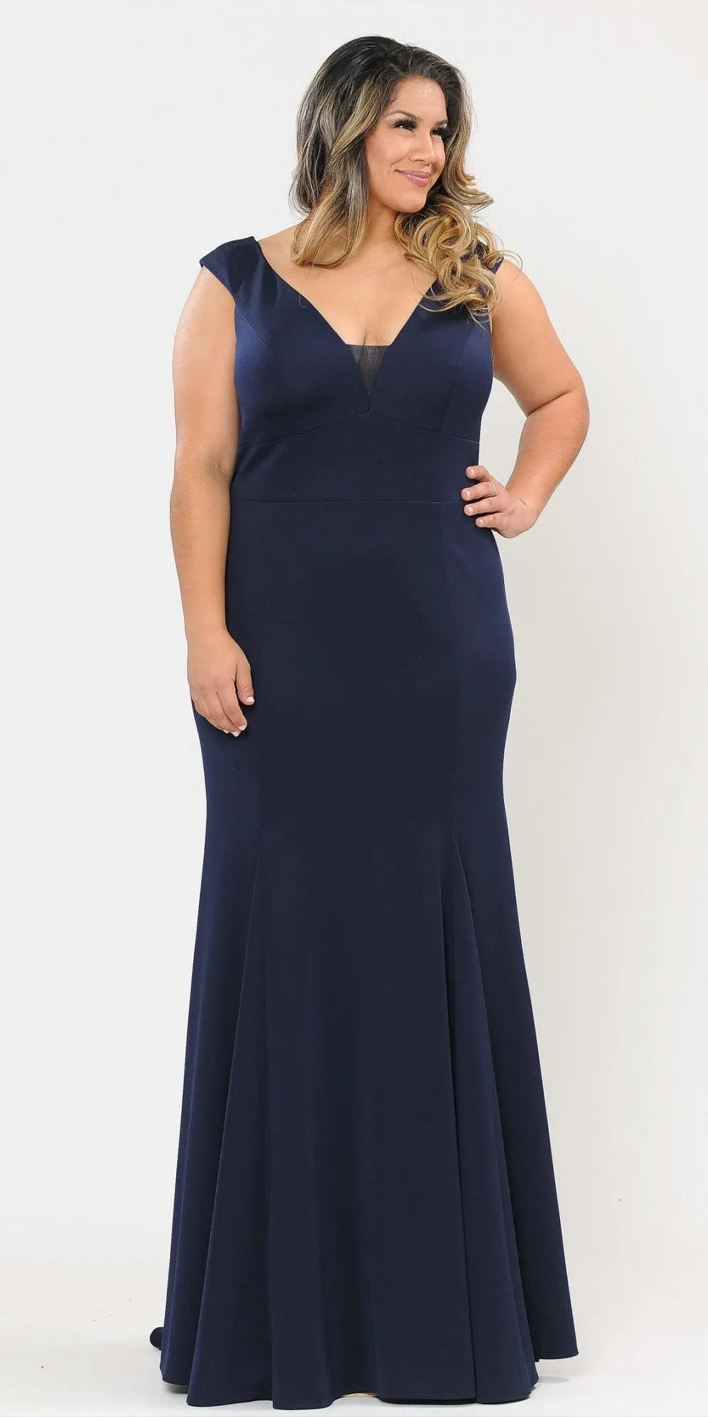 Lindas W1022 Floor Length Plus Size Jersey Spandex Dress