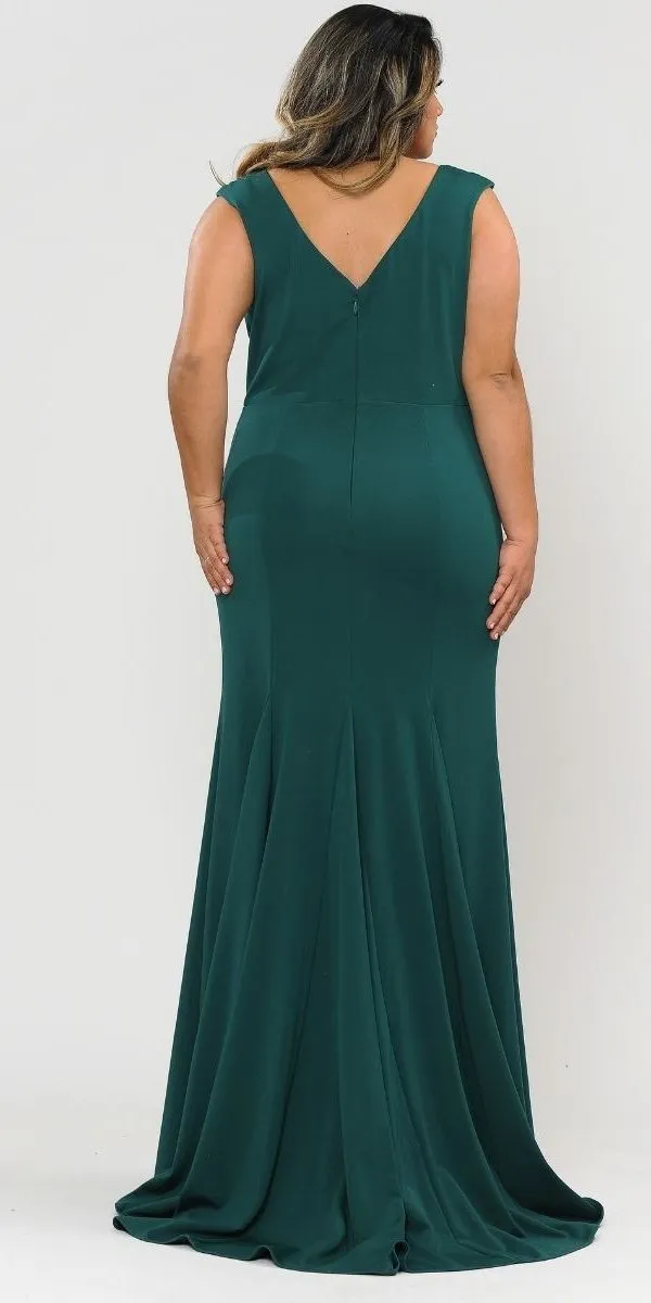 Lindas W1022 Floor Length Plus Size Jersey Spandex Dress