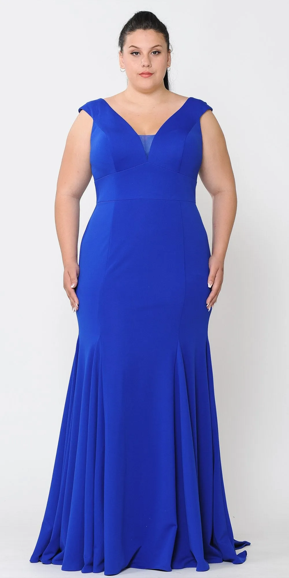 Lindas W1022 Floor Length Plus Size Jersey Spandex Dress