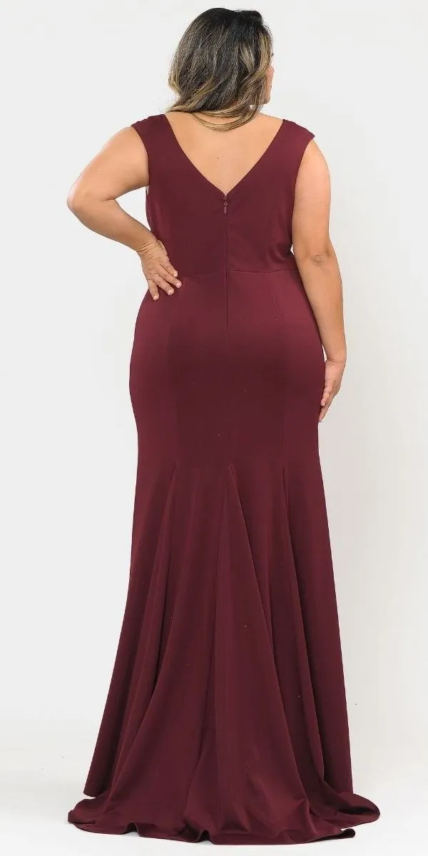 Lindas W1022 Floor Length Plus Size Jersey Spandex Dress