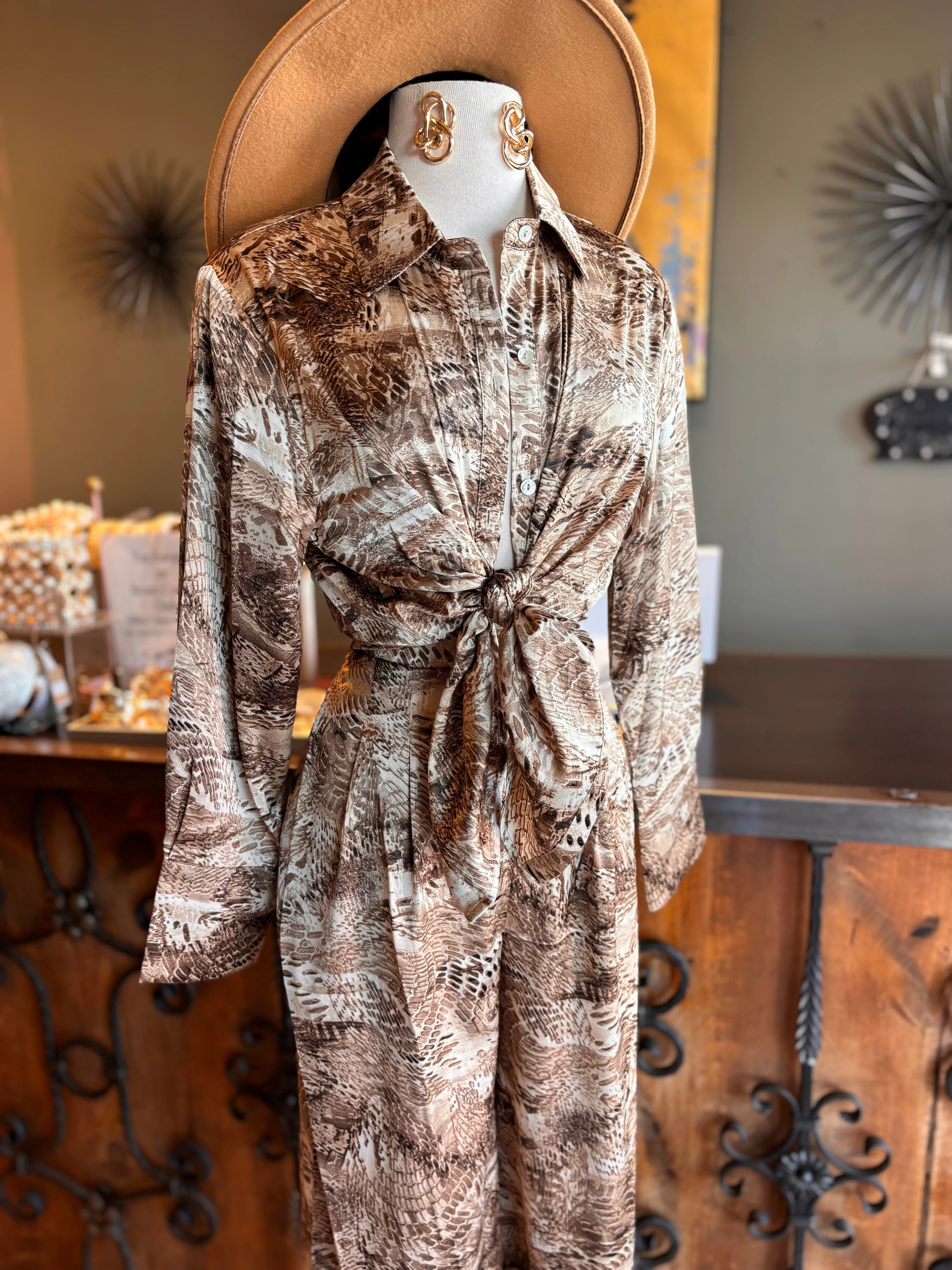 Long Sleeve and High Waisted Pants Set