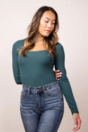 Long Sleeve Bodysuit for Women in Dark Green | UT3067-DARKGREEN