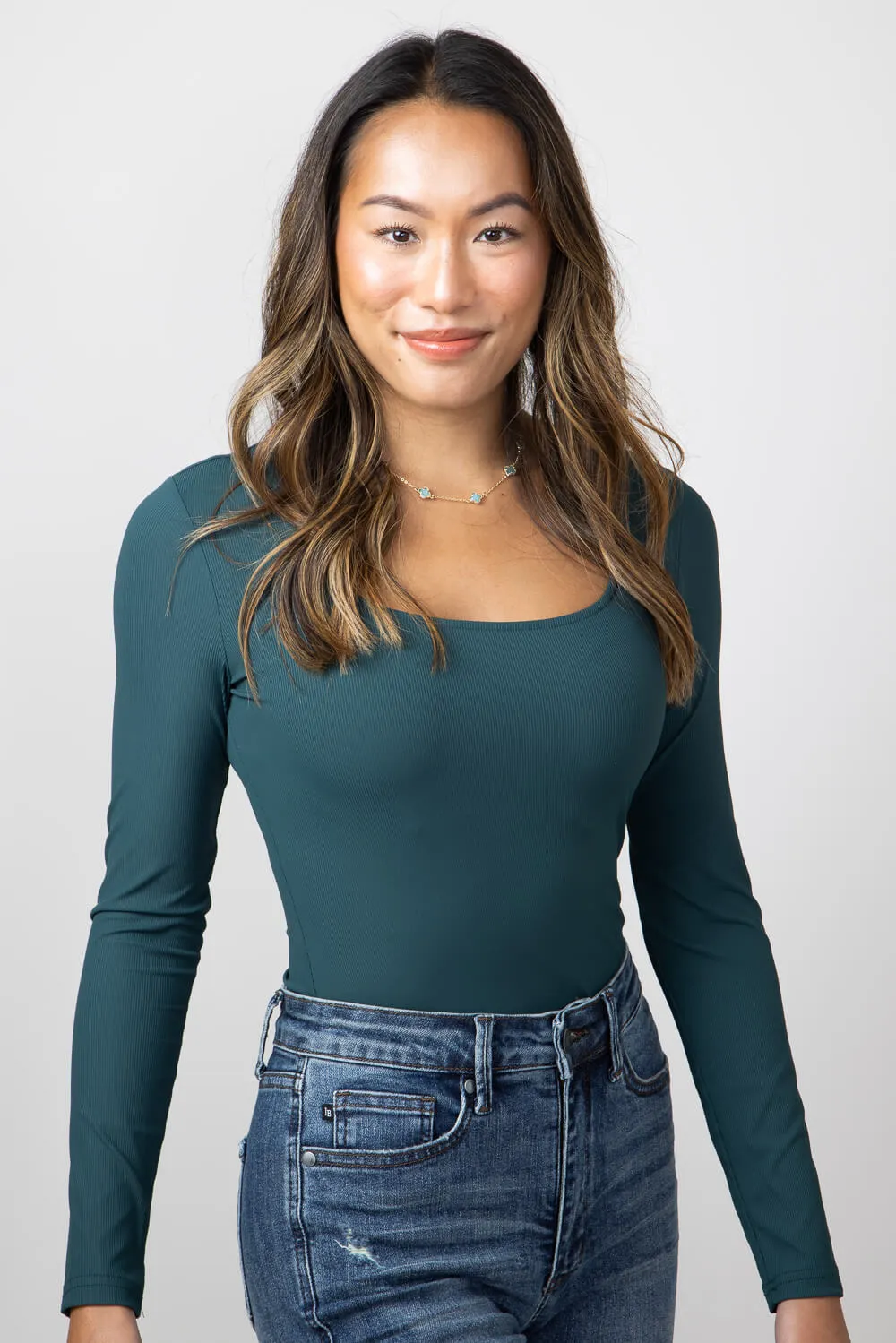 Long Sleeve Bodysuit for Women in Dark Green | UT3067-DARKGREEN