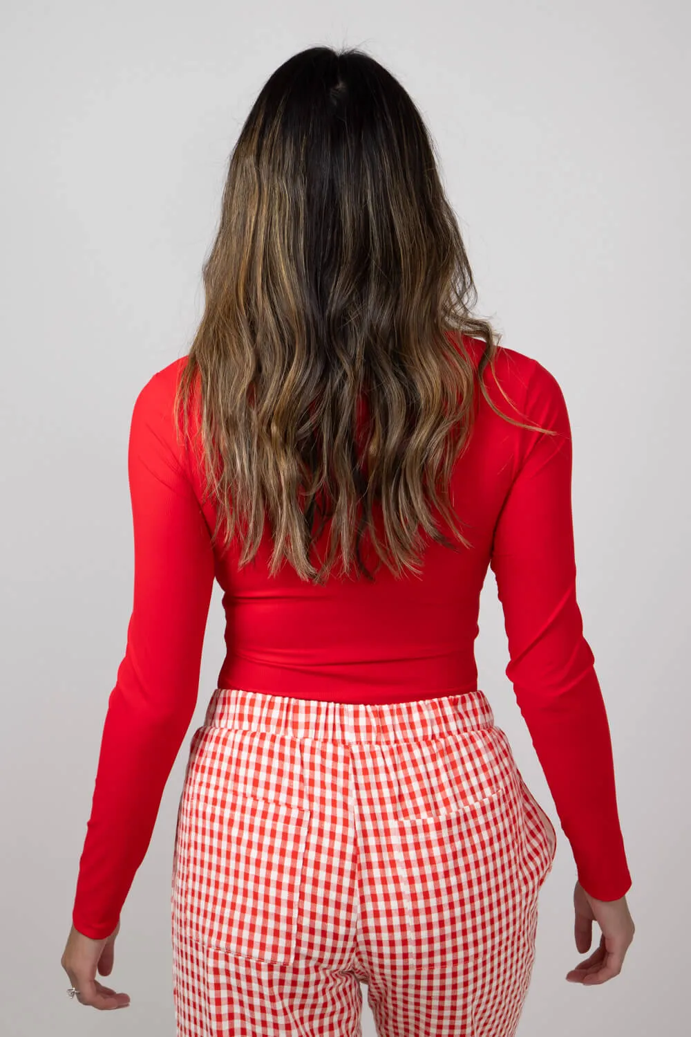 Long Sleeve Bodysuit for Women in Red | UT3067-RED
