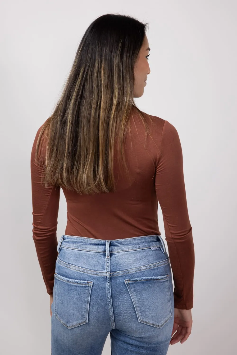 Long Sleeve Turtleneck Top for Women in Chocolate | T10073-CHOCOLATE