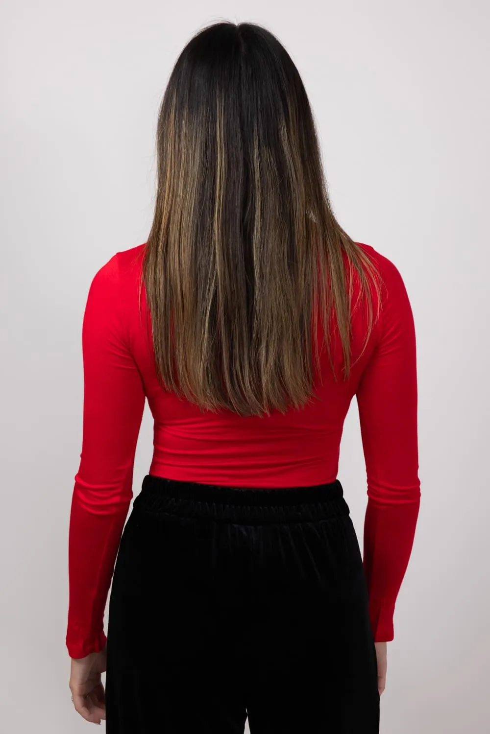 Long Sleeve Turtleneck Top for Women in Red | T10073-RED