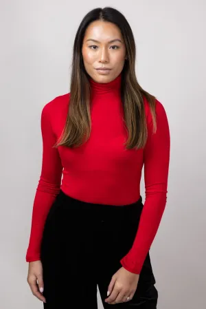 Long Sleeve Turtleneck Top for Women in Red | T10073-RED
