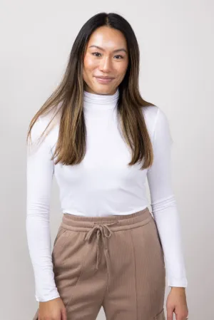 Long Sleeve Turtleneck Top for Women in White | T10073-WHITE