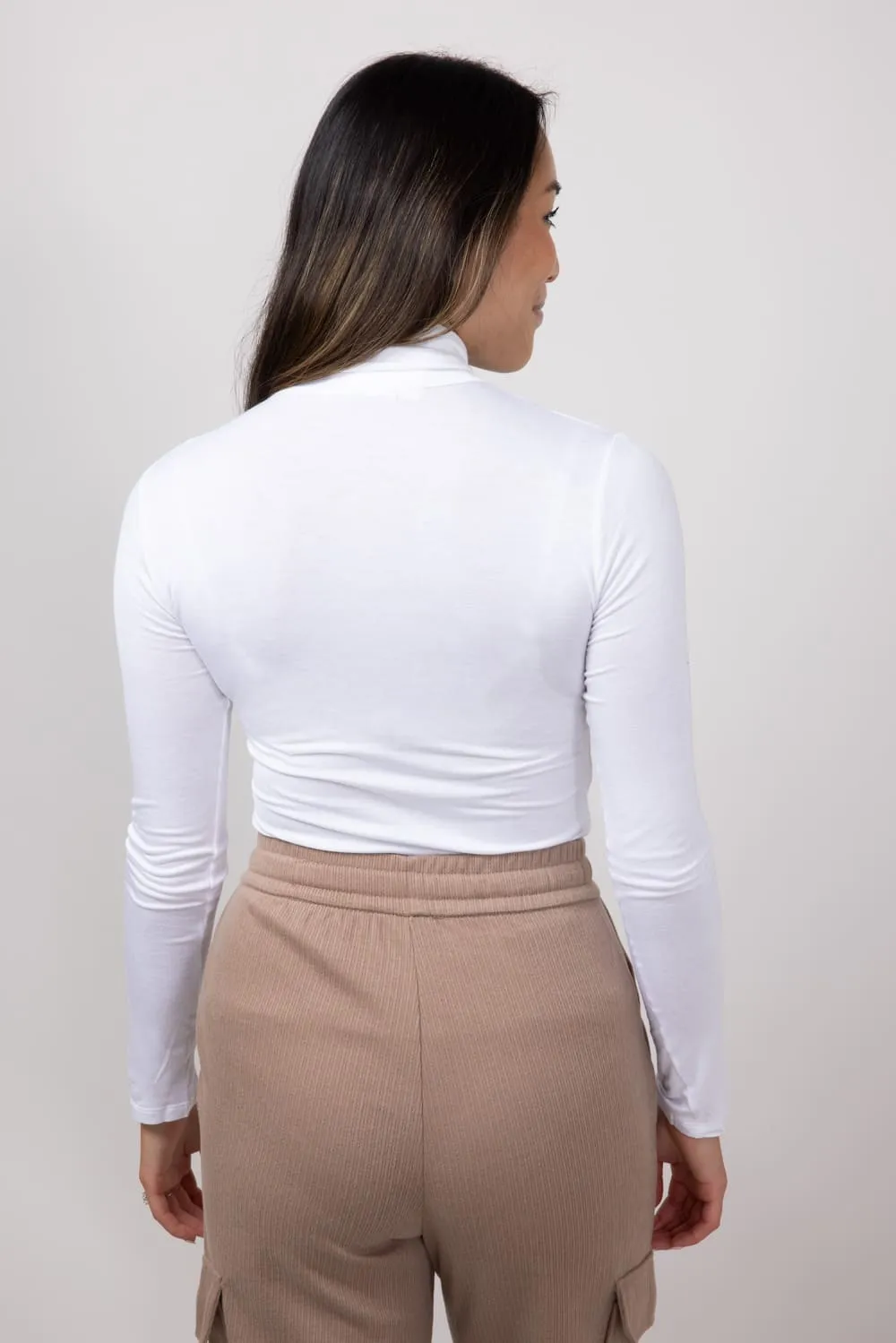 Long Sleeve Turtleneck Top for Women in White | T10073-WHITE