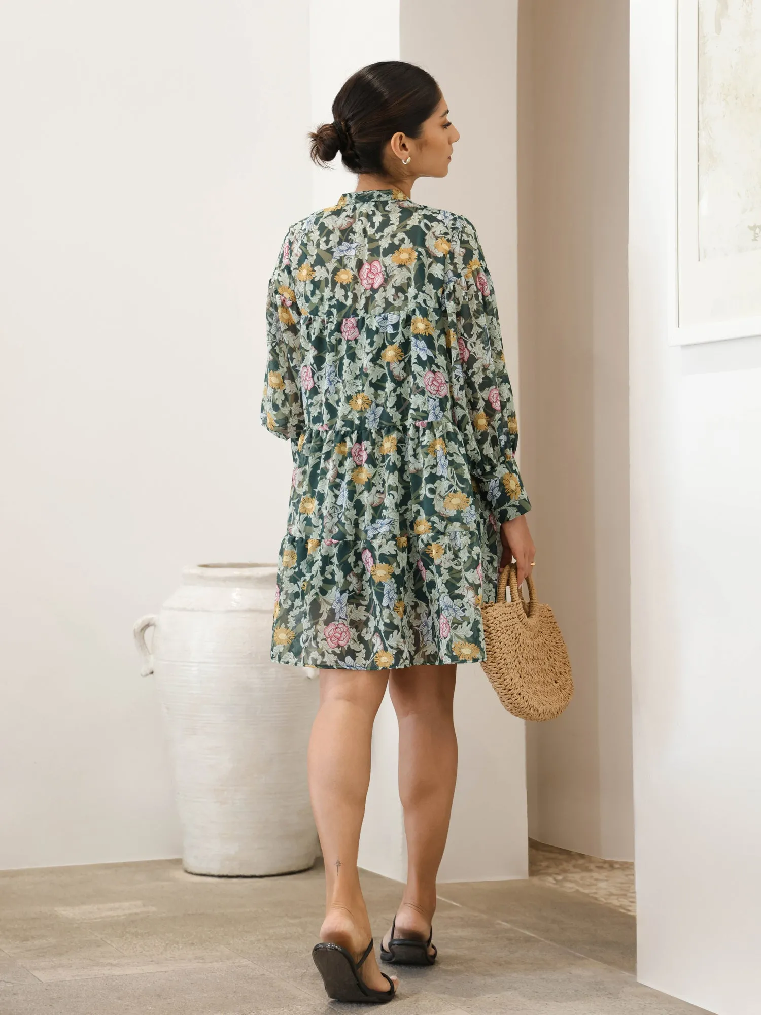 Loose Fitted Printed Mini Dress