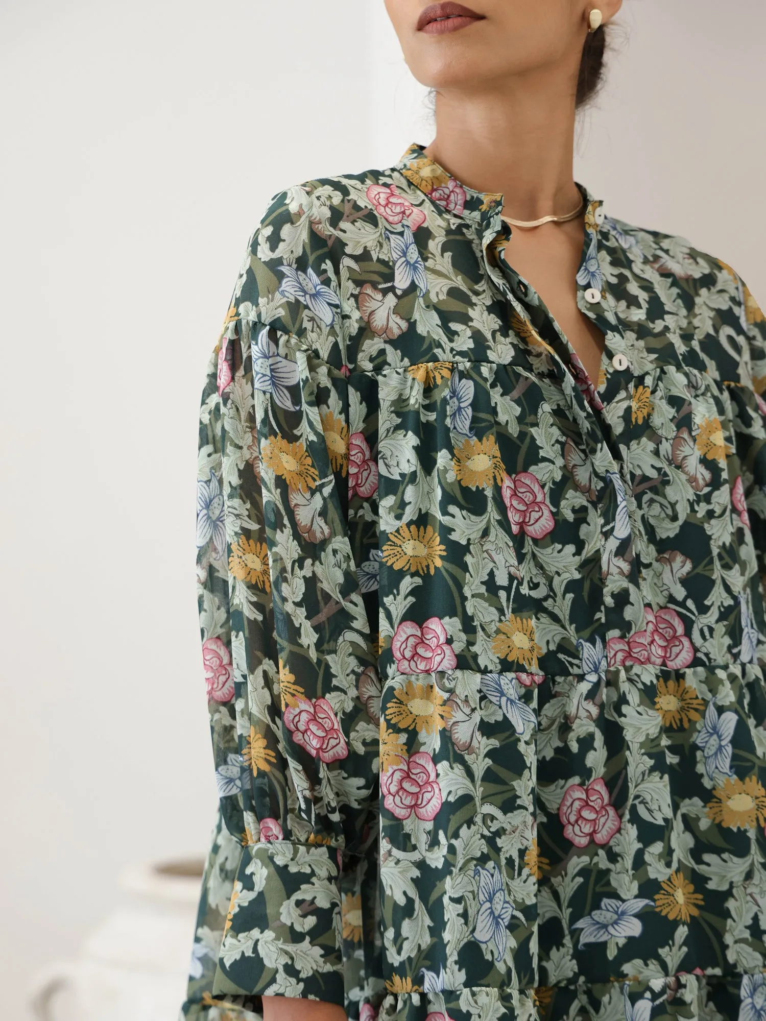 Loose Fitted Printed Mini Dress