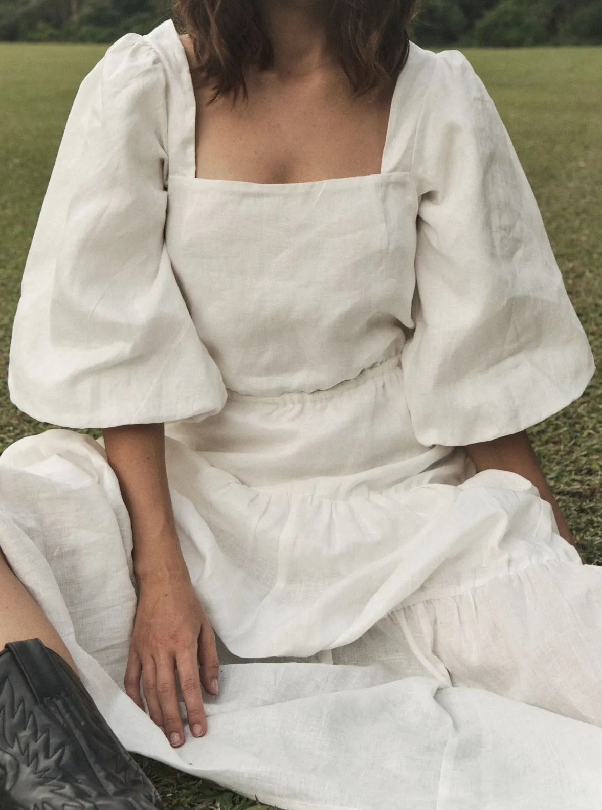 LOUISE Midi Dress in Off-White