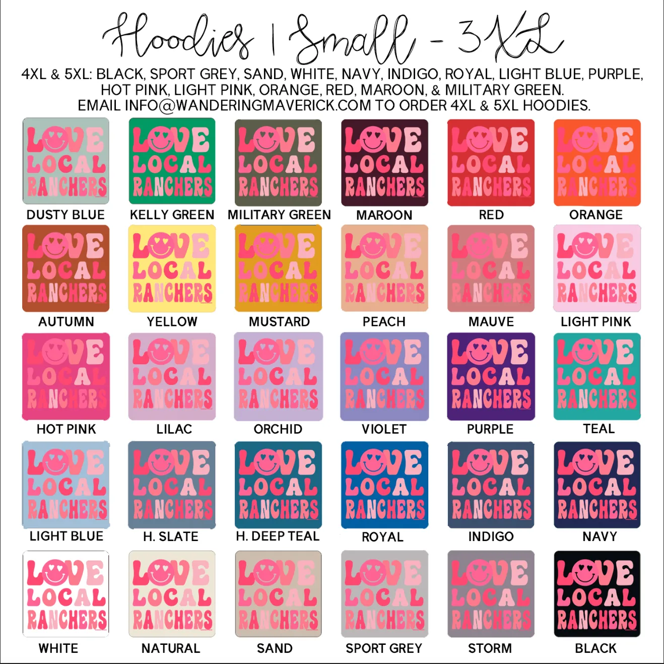 Love Local Ranchers Smiley Hoodie (S-3XL) Unisex - Multiple Colors!