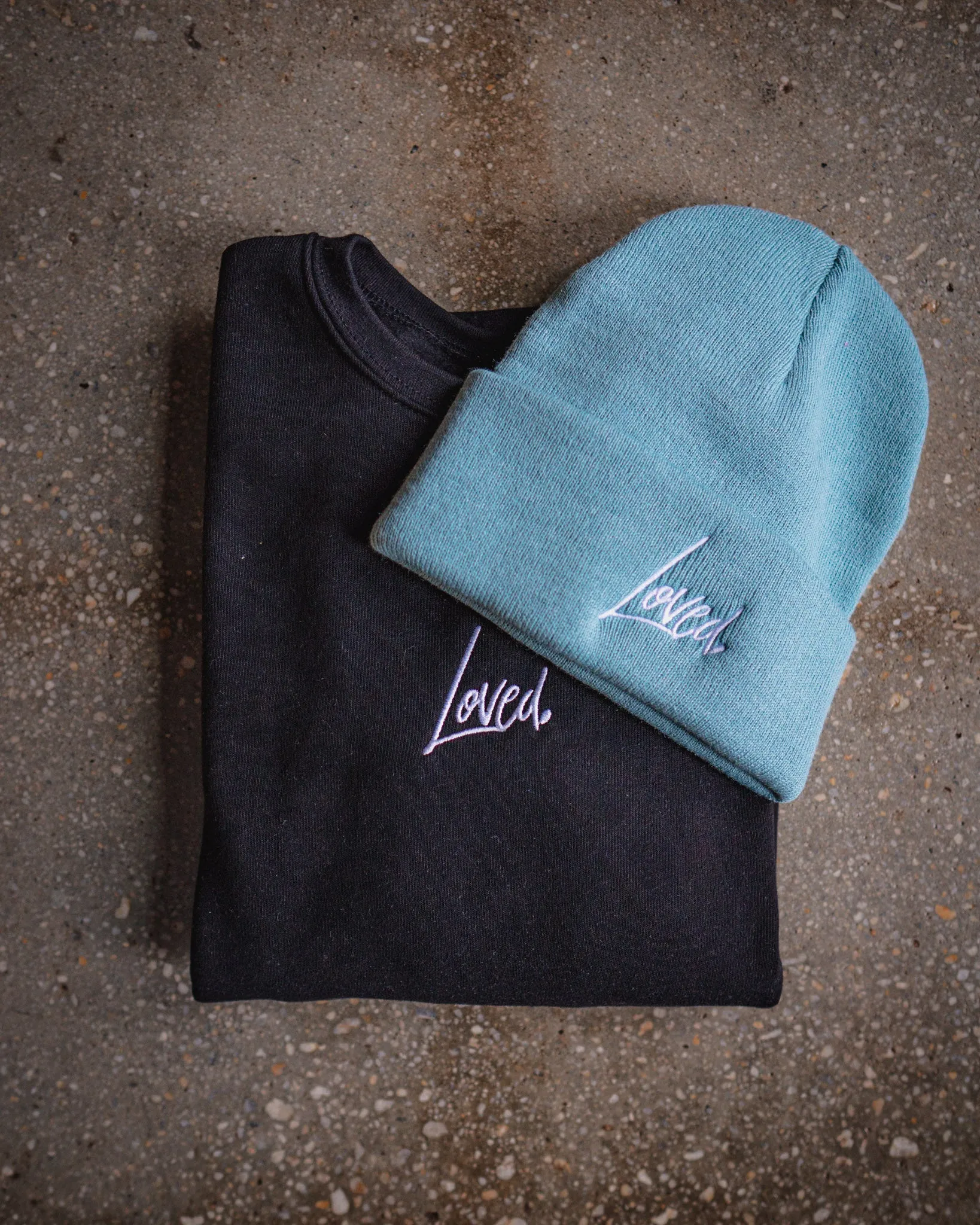 Loved. Embroidered Adult Drop Shoulder Sweatshirt