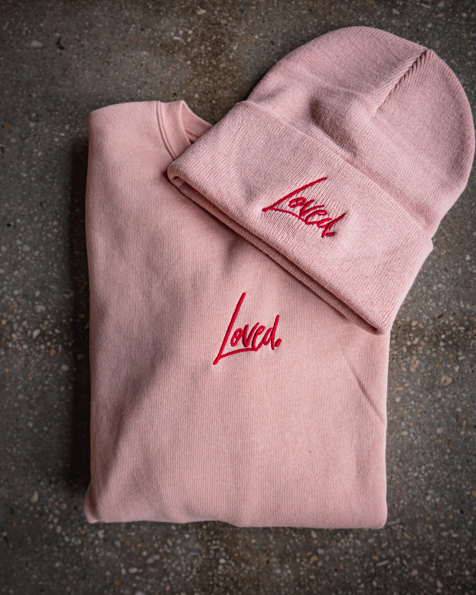 Loved. Embroidered Adult Drop Shoulder Sweatshirt