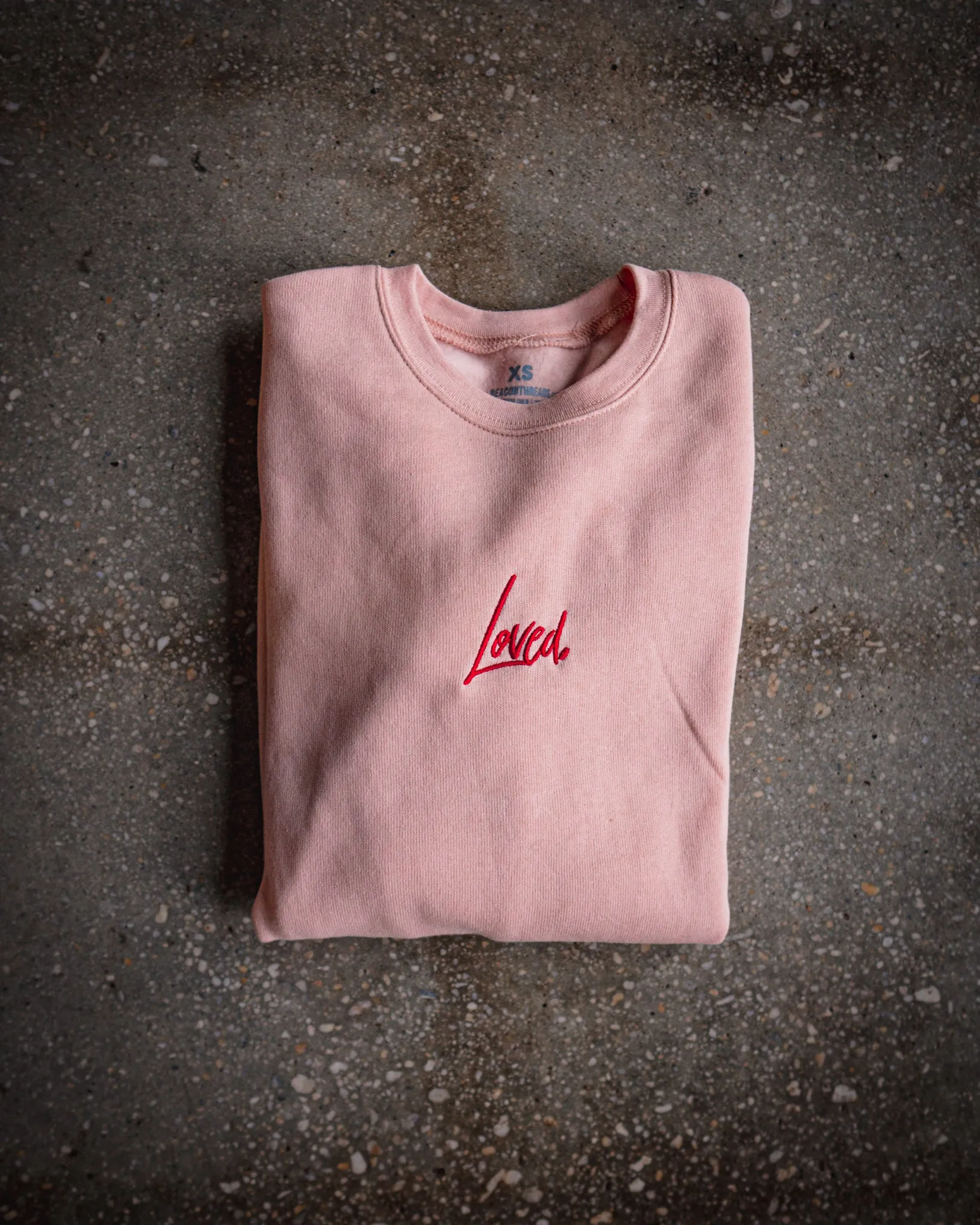 Loved. Embroidered Adult Drop Shoulder Sweatshirt