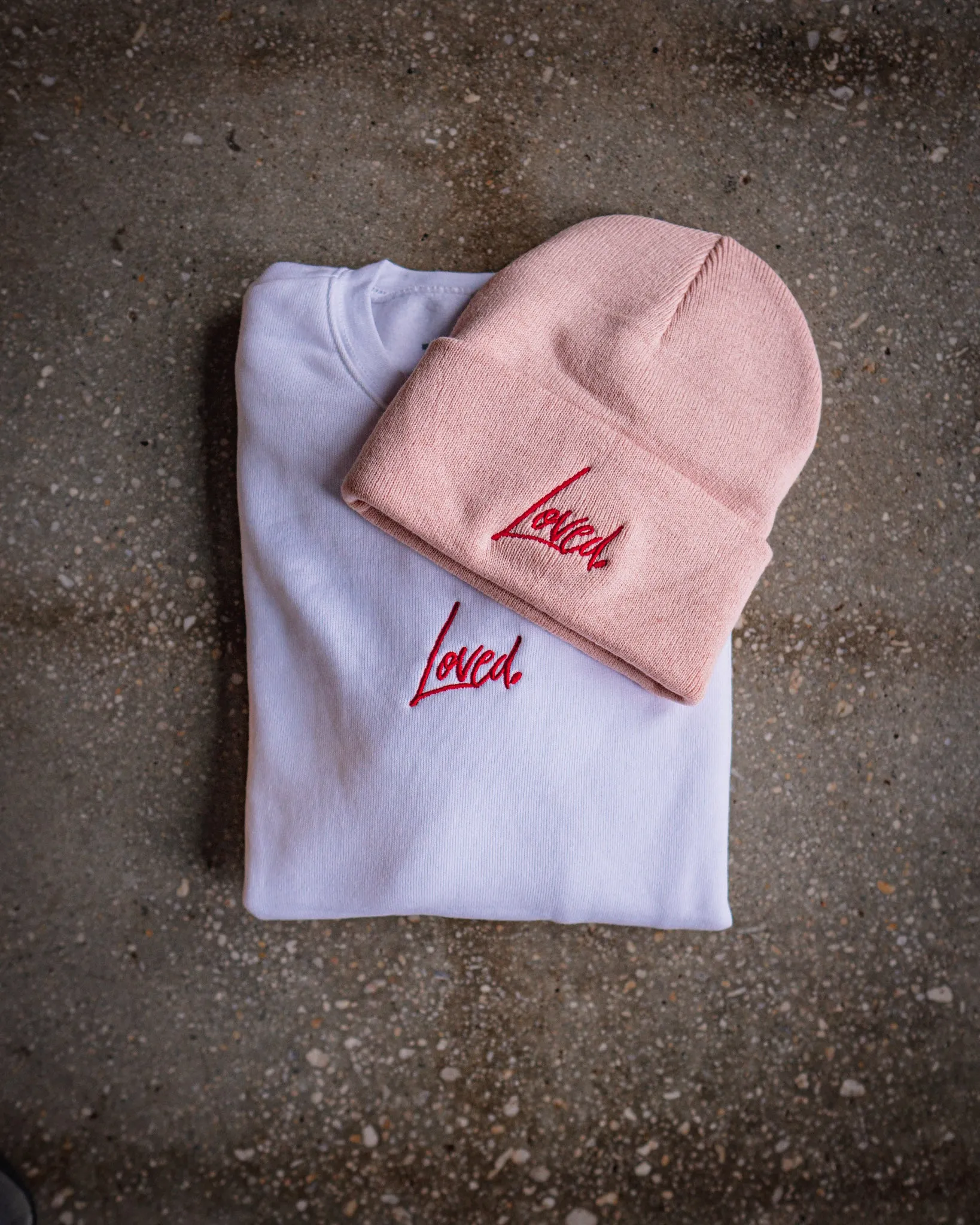 Loved. Embroidered Adult Drop Shoulder Sweatshirt