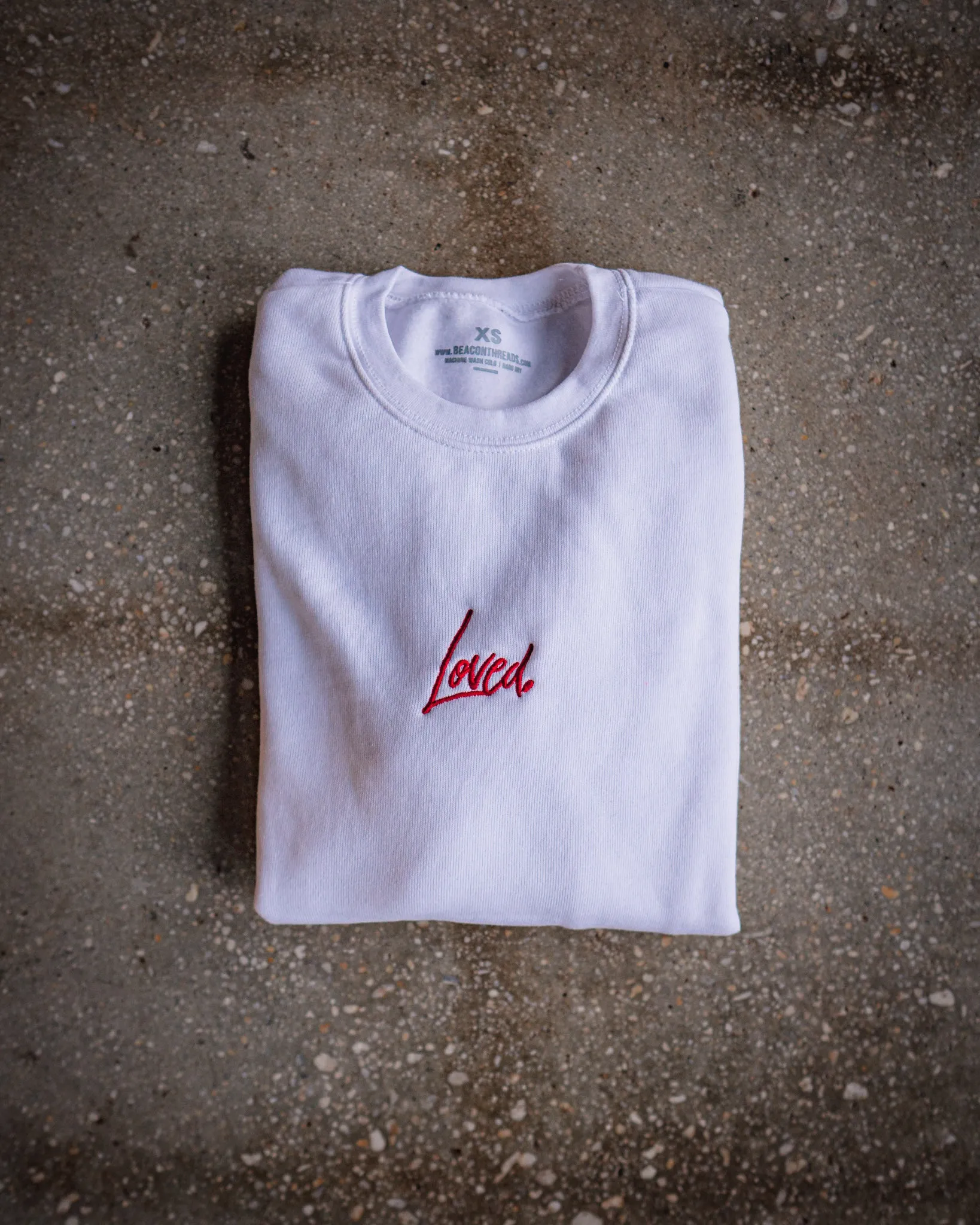 Loved. Embroidered Adult Drop Shoulder Sweatshirt