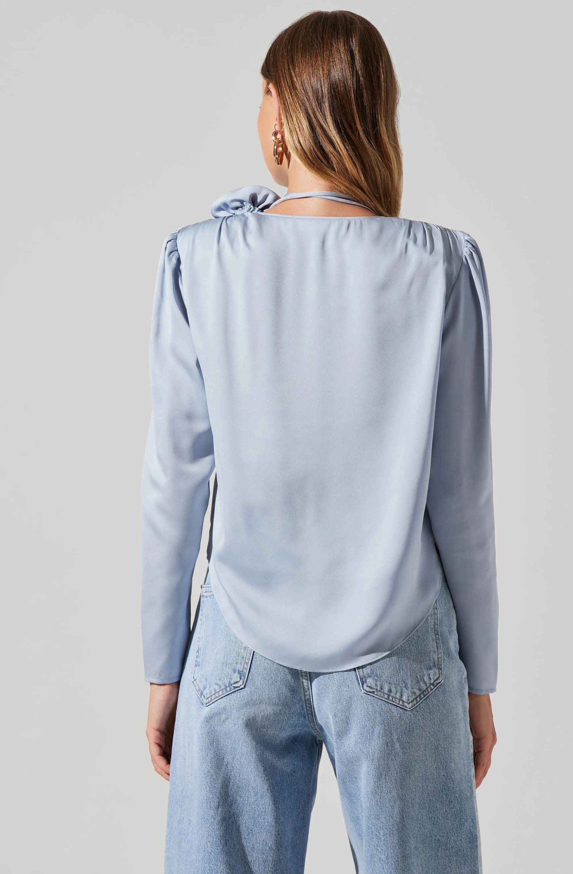 Lovisa Satin Long Sleeve Corsage Top