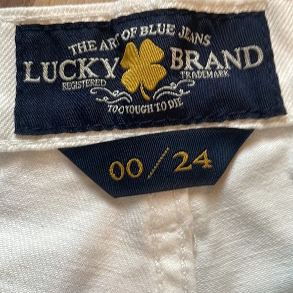 Lucky brand the rollup shorts distressed white size 00/24 pink 3/4 sleeve top XS