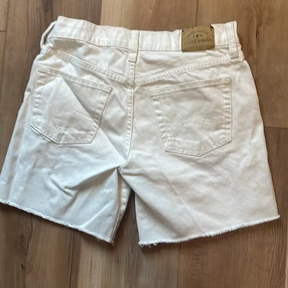 Lucky brand the rollup shorts distressed white size 00/24 pink 3/4 sleeve top XS