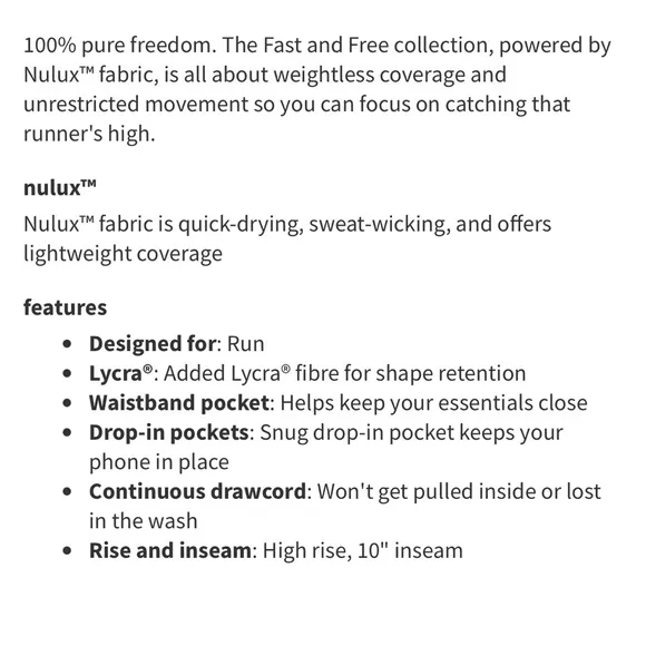 Lululemon Fast And Free Short 10&quot; *Non-Reflective Black