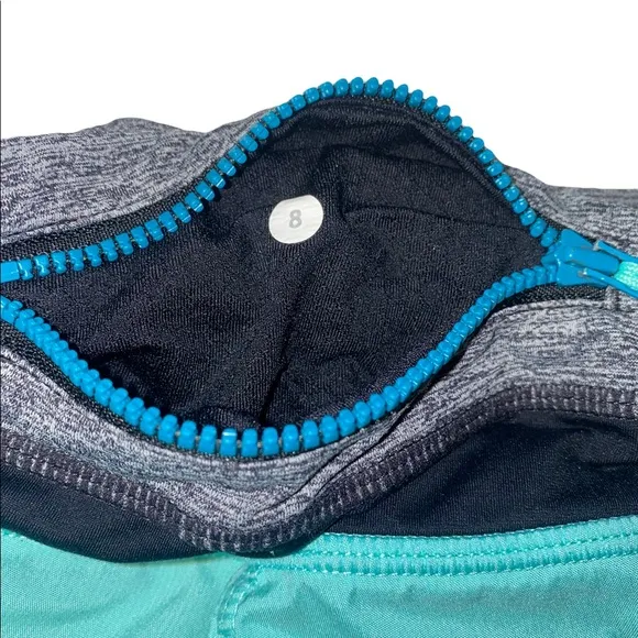 Lululemon Groovy Run Shorts Size 8 Sea Foam Heathered Black Lined